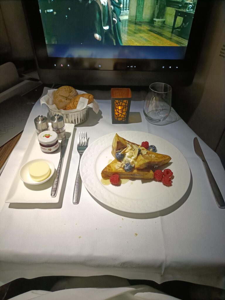 Qatar Airways business class - Menú