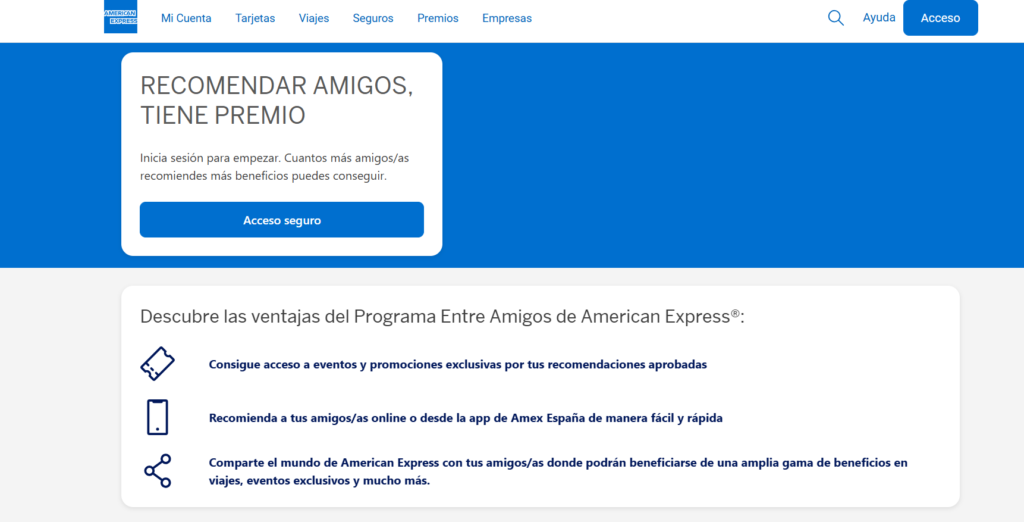 Amex cómo conseguir puntos con programa entre amigos y membership rewards.