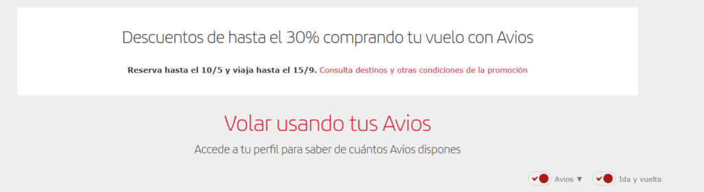 Iberia Promociones avios 30% descuento mato 2026