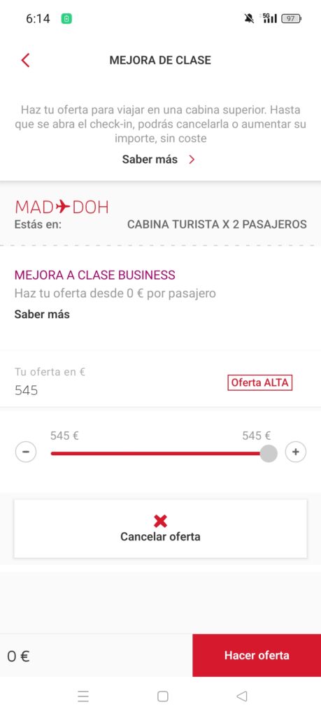 Pujar en iberia  pasa desde economy a business class 