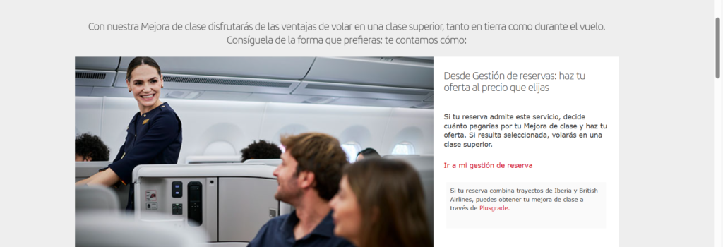 pujar por un upgrade Iberia business class 