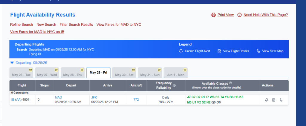 Expert flyer upgrade a business con Iberia 