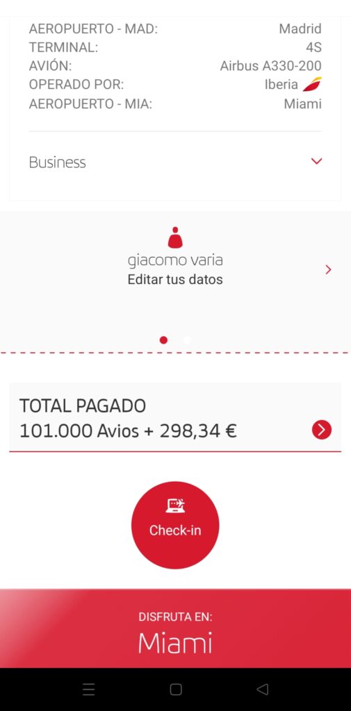 Iberia business class