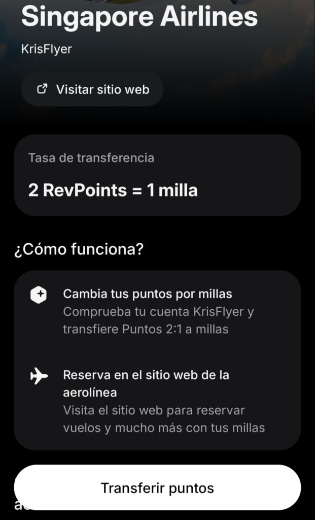Revolut revpoints singapore airlines 
