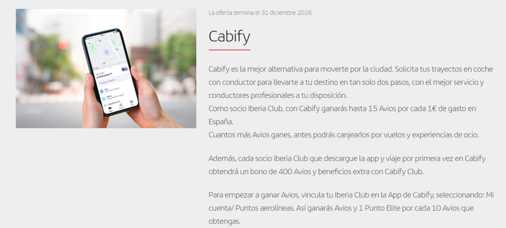 Cabify y iberia cuenta familiar avios