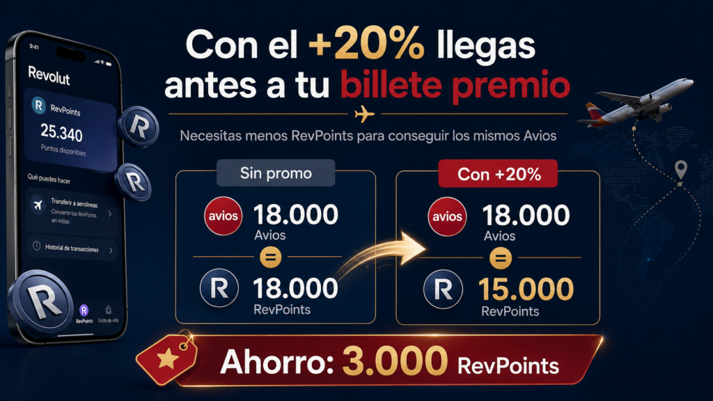 Revpoints iberia avios 20% extra aviso agosto 2026