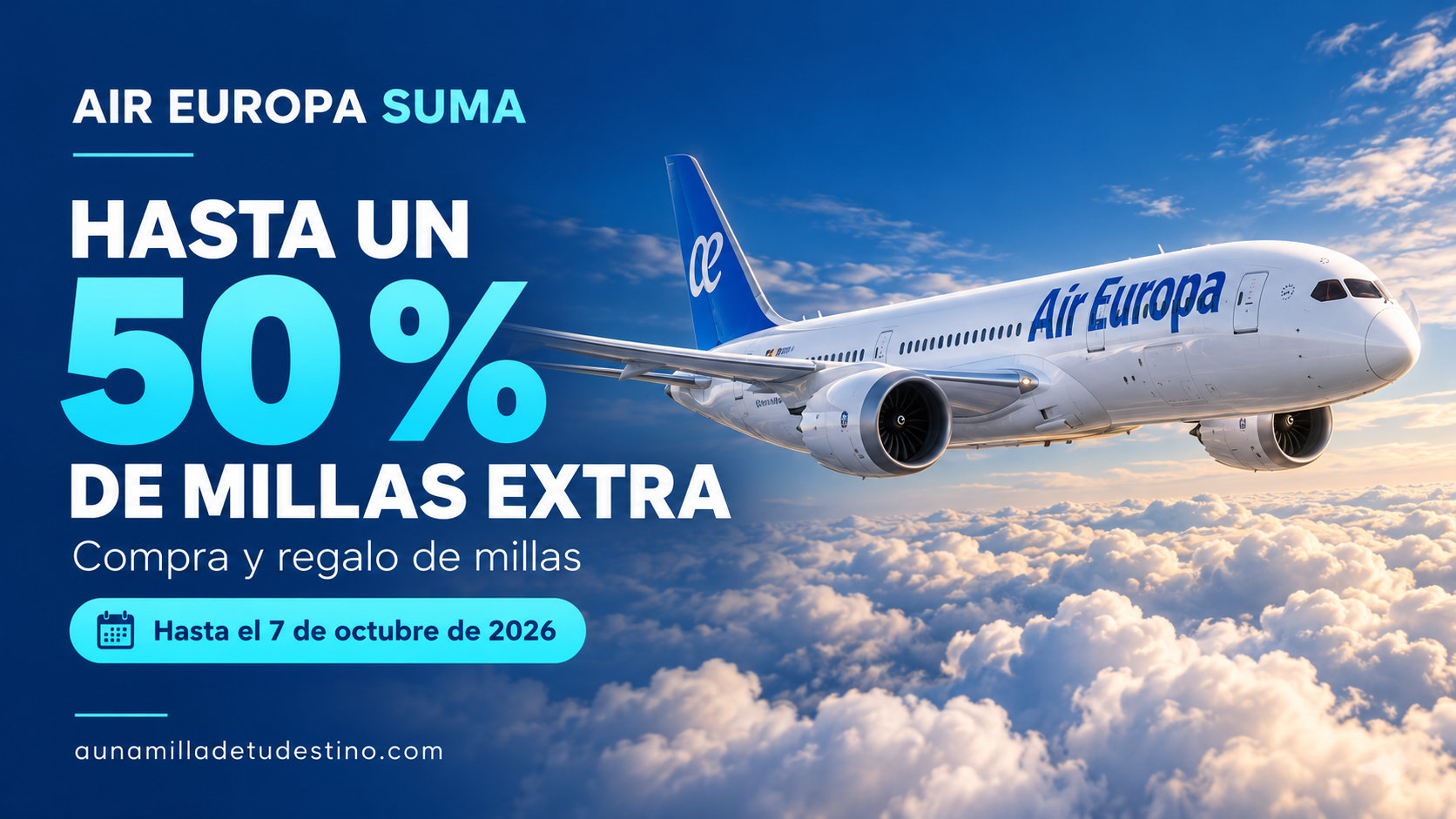 Comprar millas Air Europa SUMA con hasta un 50 % extra